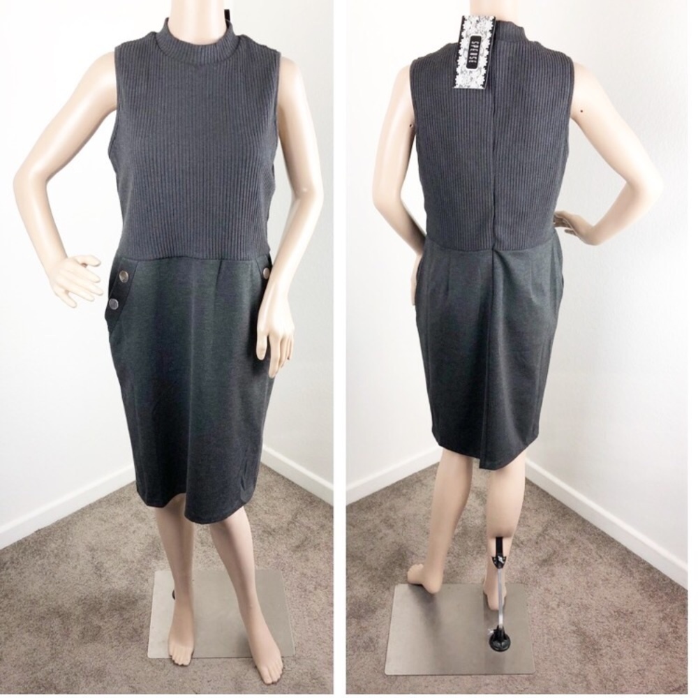 NEW Spense gray ribbed sweater dress
